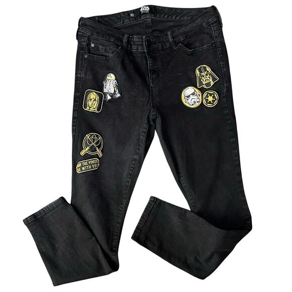 Her Universe Star Wars Jeans 12 Short Black Skinny Mid Rise Patches Darth Vadar - Picture 1 of 9
